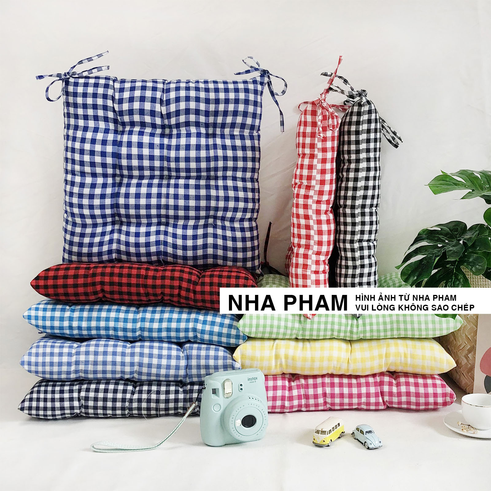 đệm vuông caro nhiều màu