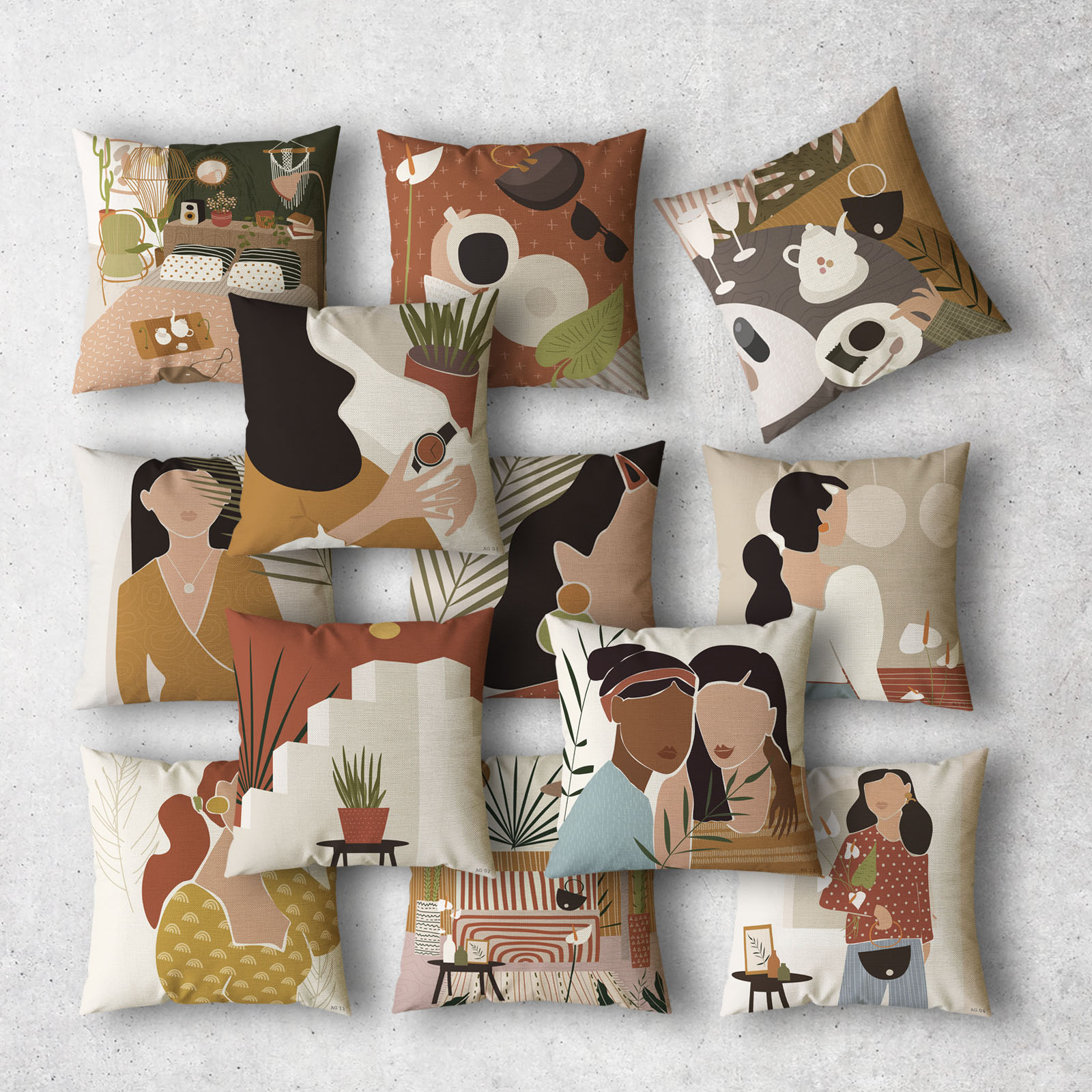 gối trang trí sofa abstract girl hình 1