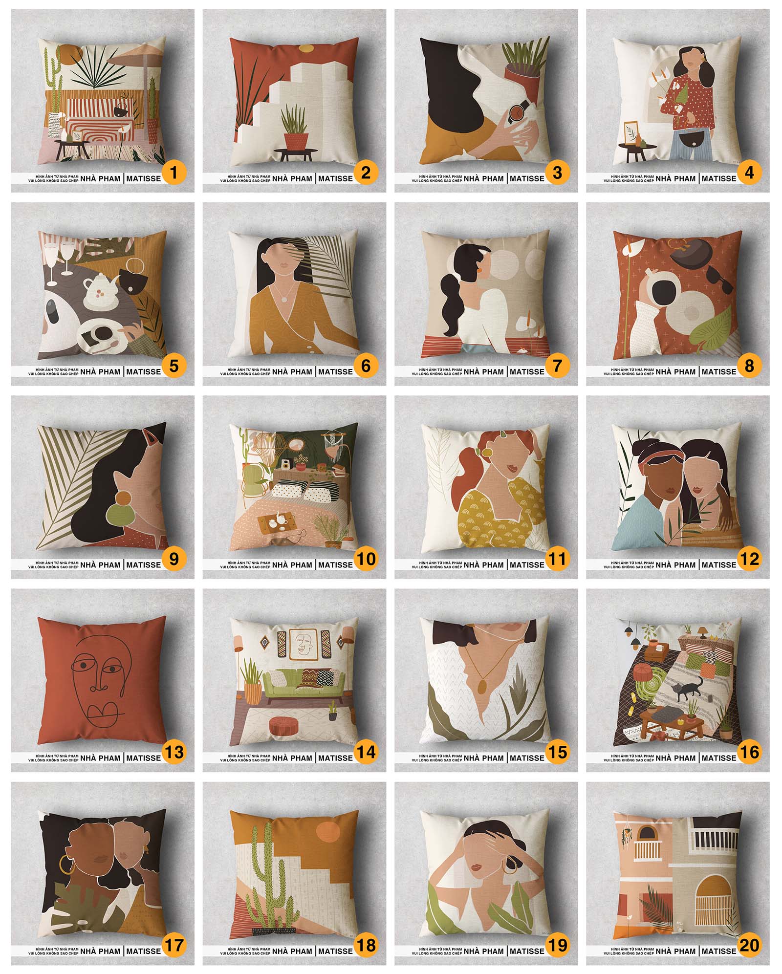 gối trang trí sofa abstact girl