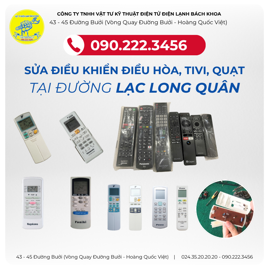 Sửa chữa Điều khiển Điều hòa, Tivi, Quạt Chuyên nghiệp tại Lạc Long Quân
