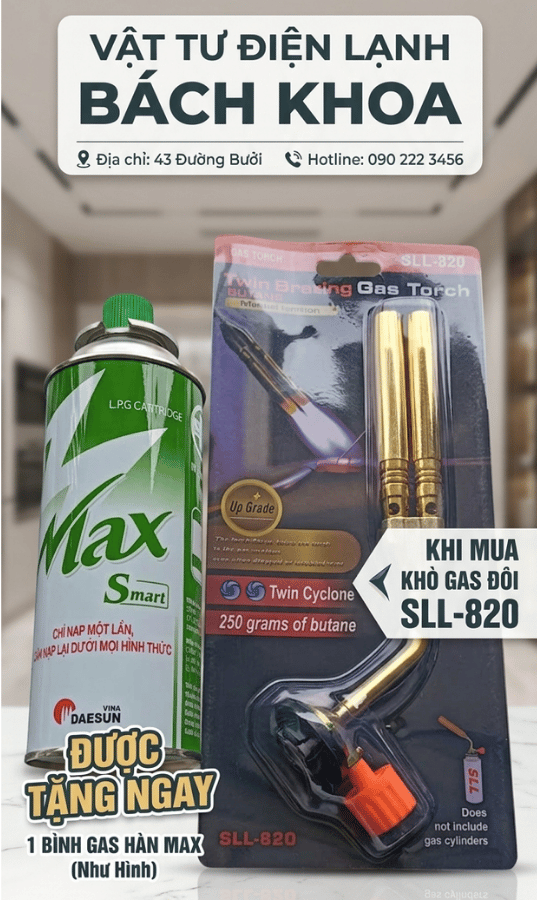 MUA KHÒ GAS ĐÔI TWIN BRAZING SLL-820 TẶNG BÌNH GAS HÀN MAX SMART