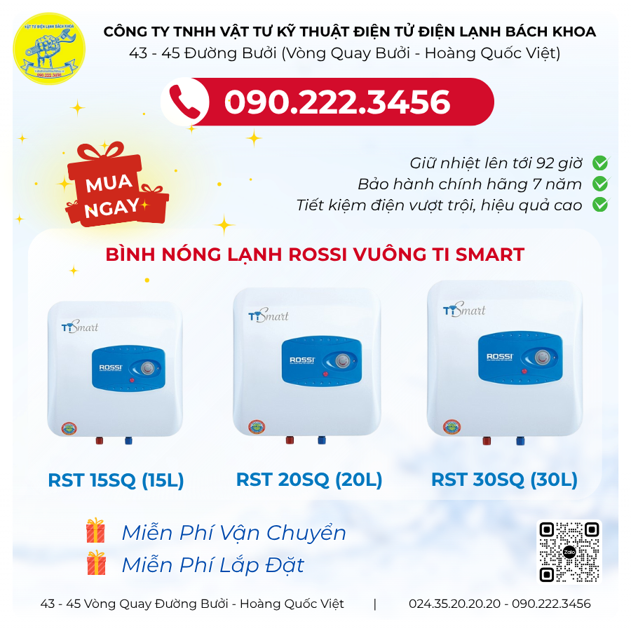 Bình Nóng Lạnh Rossi Vuông Ti Smart: Giải Pháp Hoàn Hảo Cho Mọi Gia Đình Việt