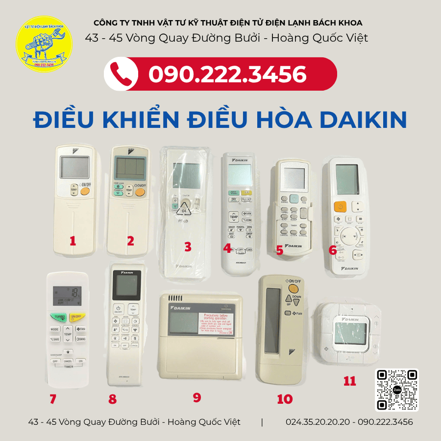 Mua điều khiển điều hòa Daikin ở đâu Hà Nội chính hãng, giá tốt?