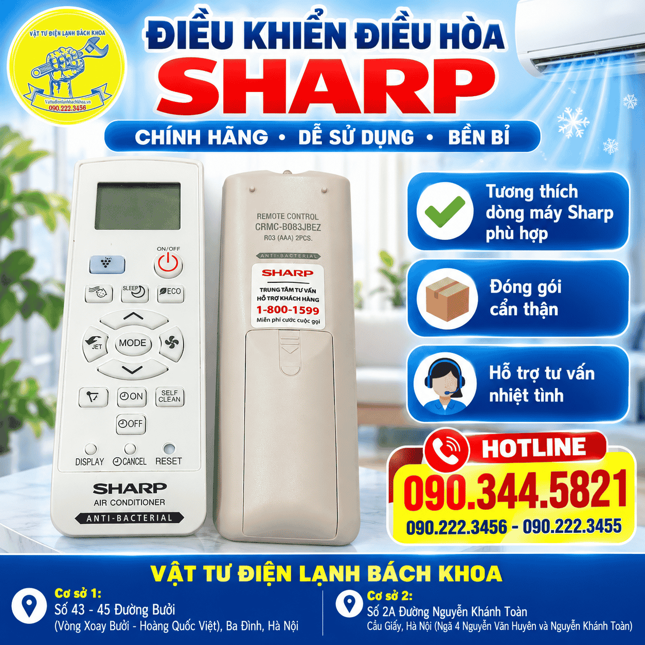 Địa chỉ bán Điều khiển điều hòa Sharp chính hãng tại Hà Nội 0903445821