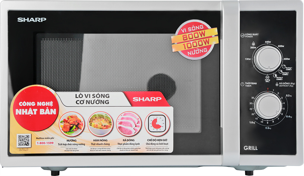 Lò vi sóng Sharp R-G322VN-S 23 lít Nhập Khẩu Nguyên Chiếc ( Có Nướng ) Vận chuyển miễn phí toàn quốc