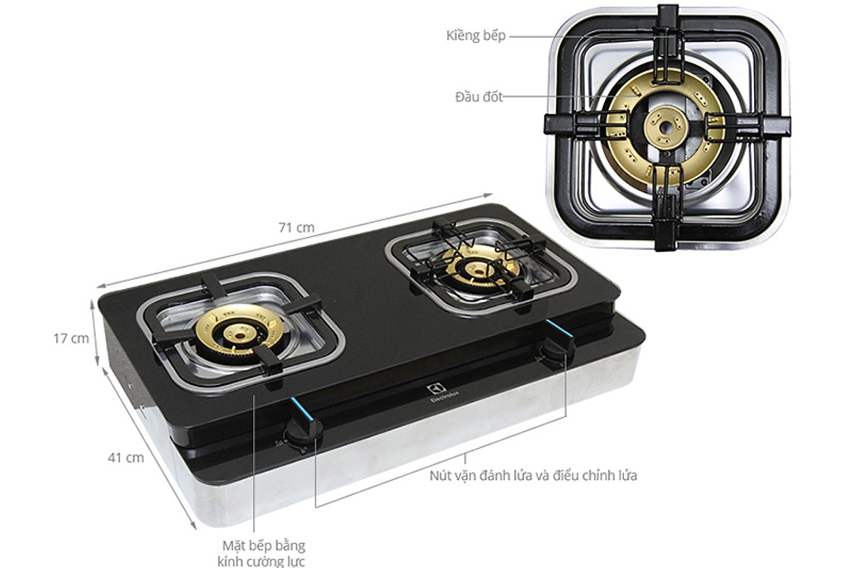 Bếp Gas Âm Electrolux ETG729GKTR - Đen - Hàng chính hãng