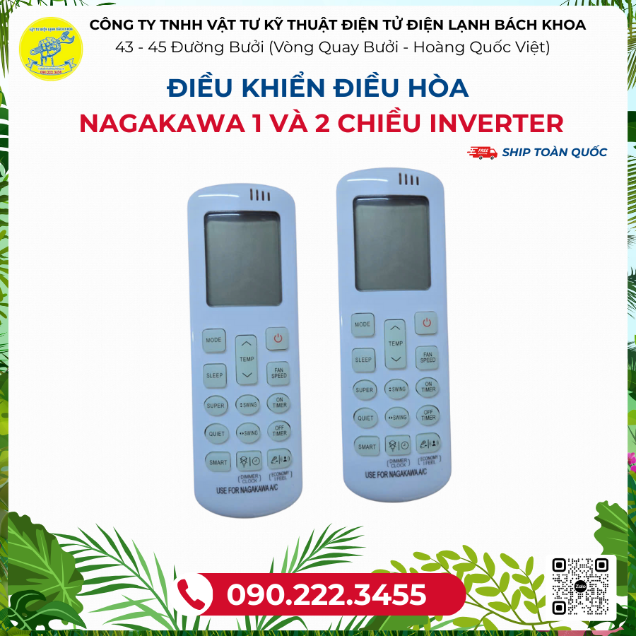 Điều khiển ĐIỀU HÒA  Nagakawa 1 và 2 chiều INVERTER - 090.222.3455