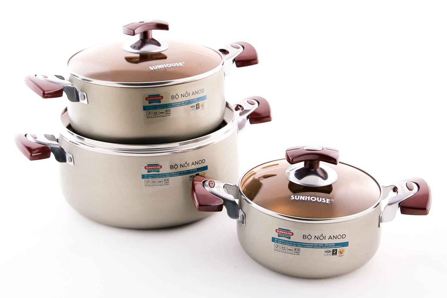 Bộ nồi Anod Sunhouse SH8831EB