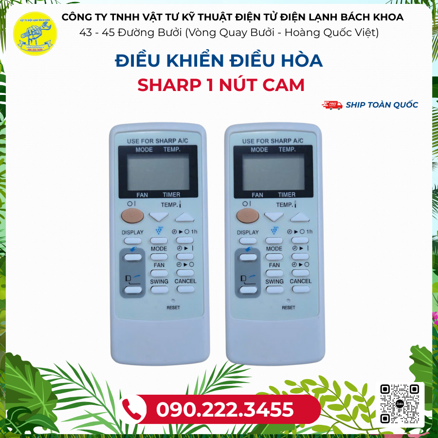 Điều khiển ĐIỀU HÒA  Sharp 1 Nút Cam - 090.222.3455