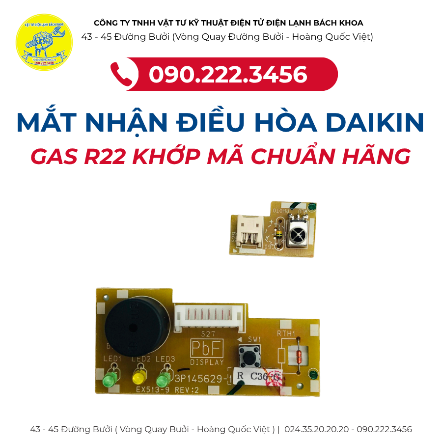 MẮT NHẬN ĐIỀU HÒA DAIKIN GAS R22 KHỚP MÃ CHUẨN HÃNG