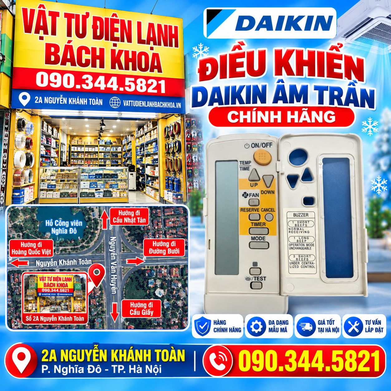 Điều khiển Daikin âm trần chính hãng bán tại 2A Nguyễn Khánh Toàn 0903445821