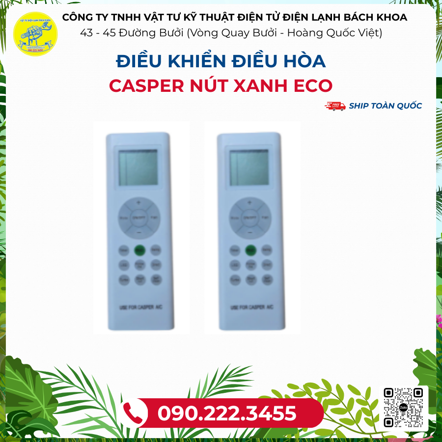 Điều khiển ĐIỀU HÒA casper nút xanh eco - 090.222.3455