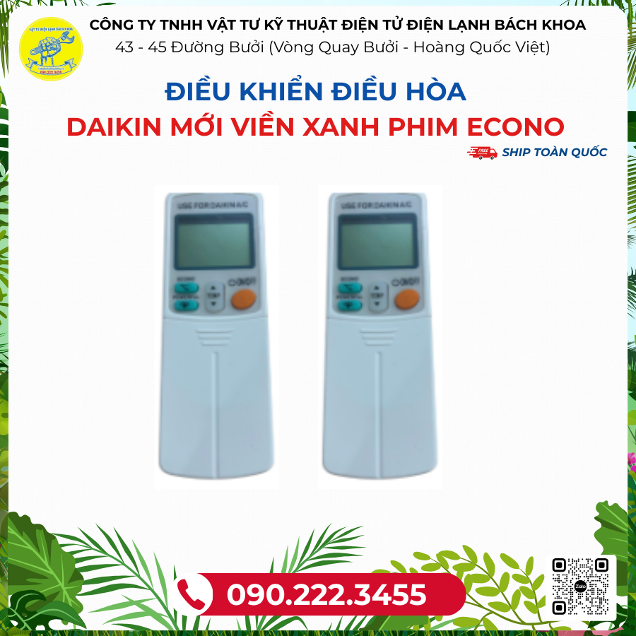 Điều khiển ĐIỀU HÒA daikin mới viền xanh phim econoi - 090.222.3455