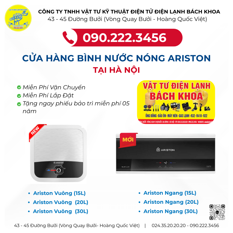 Đại Lý Bình Nước Nóng ARISTON - 090.222.3456 -43 - 45 Đường Bưởi (Vòng Quay Bưởi - Hoàng Quốc Việt)