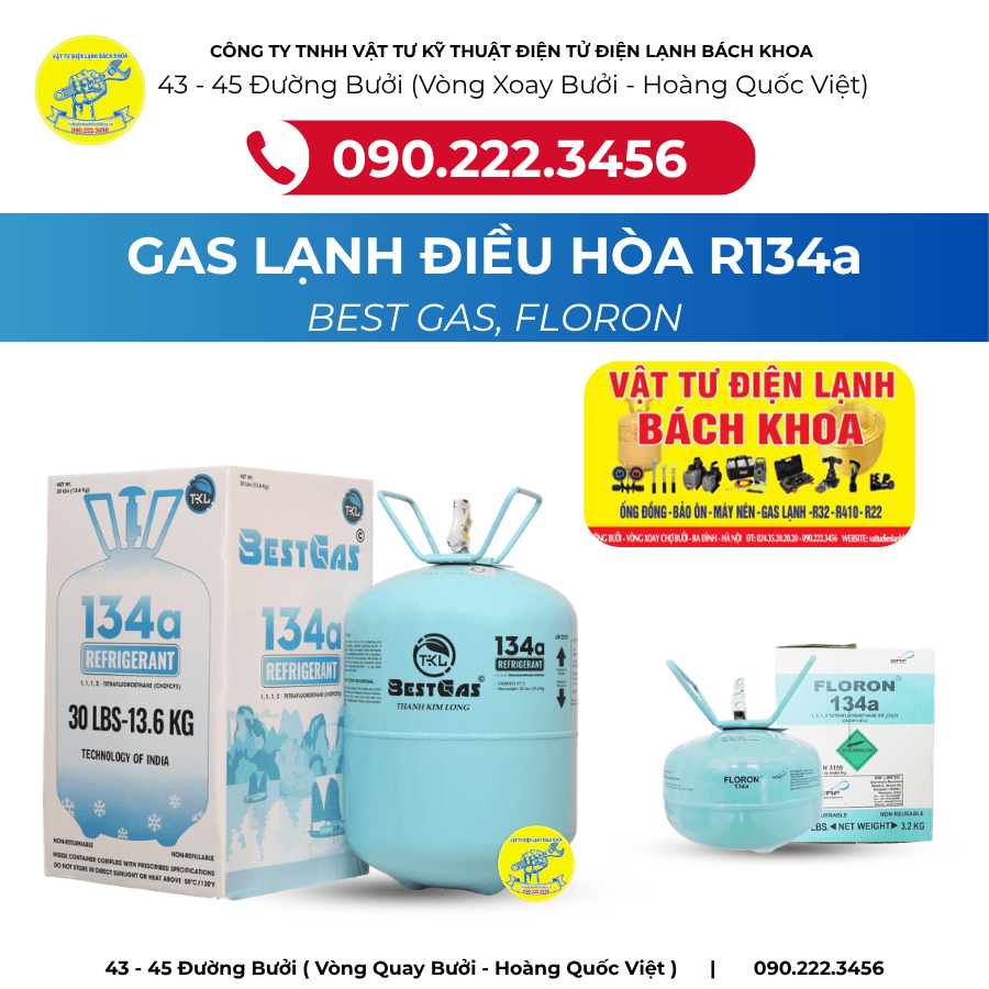 Cửa hàng bán Gas lạnh điều hòa R134a (Gas 134a) Tại đường Giải Phóng - 0902223456