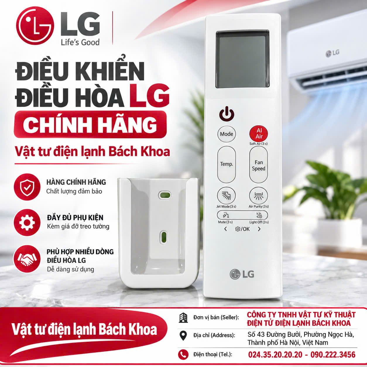 Điều khiển điều hòa LG chính hãng 0902223456