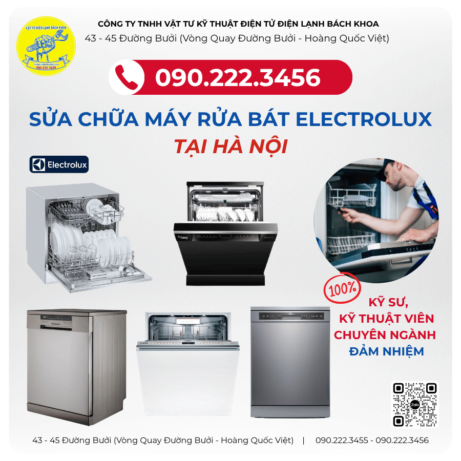Sửa máy rửa bát Electrolux Online tại Khu Đô thị Văn Khê Hà Nội 100% KTV kỹ sư chuyên ngành đảm nhiệm : 090.222.3456