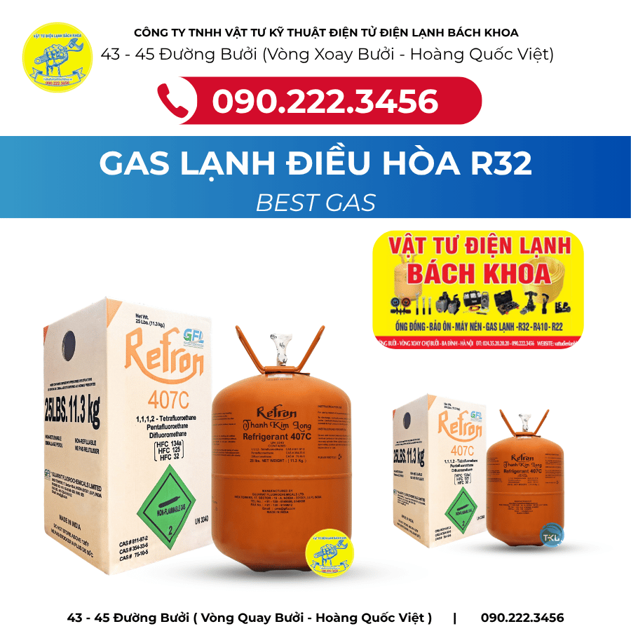 Gas lạnh điều hòa R407C Refron (Bình 11.3kg) Tại đường Lạc Long Quân ...