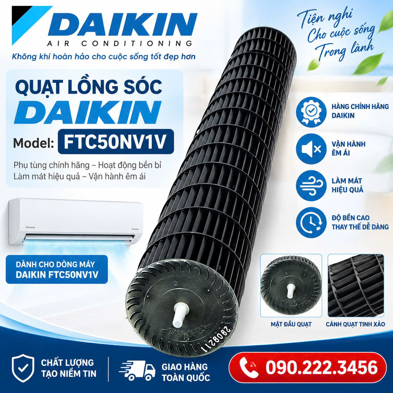 Quạt Lồng Sóc Daikin Model FTC50NV1V Chính Hãng