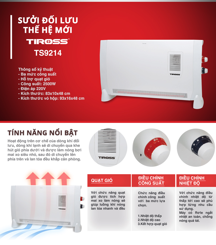 Máy sưởi dầu đối lưu TIROSS TS9214