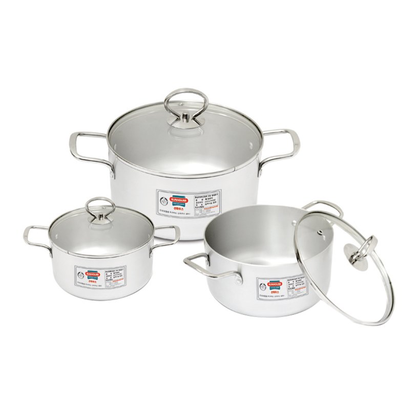 Bộ 3 nồi anod đáy từ Sunhouse SH636M 18cm, 20cm và 24cm (Trắng bạc)