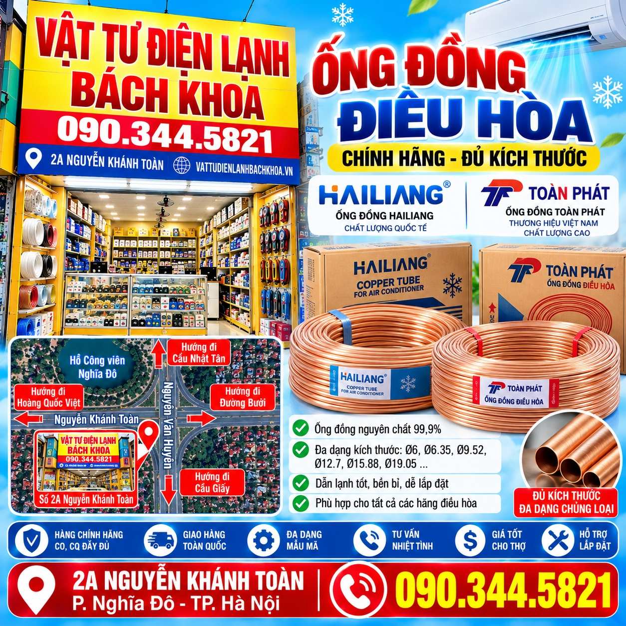 Địa chỉ bán Ống đồng điều hòa tại 2A Nguyễn Khánh Toàn 0903445821