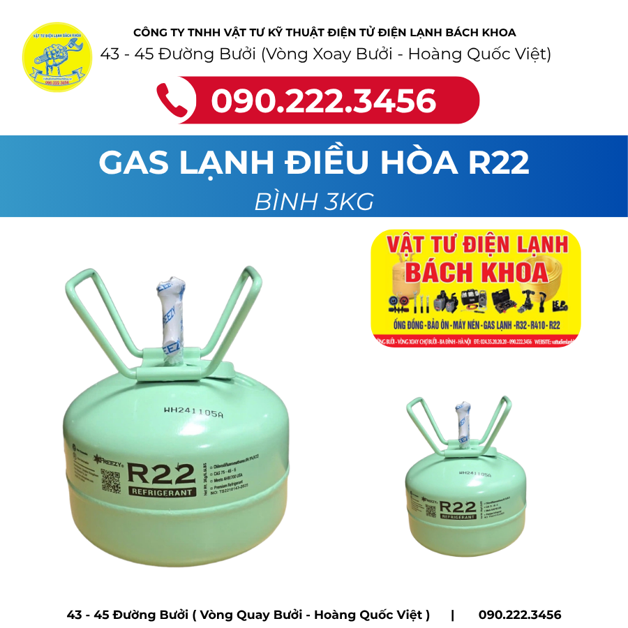 Cửa hàng bán Gas lạnh điều hòa R22 (Bình 3kg) Tại đường Thanh Niên - 0902223456