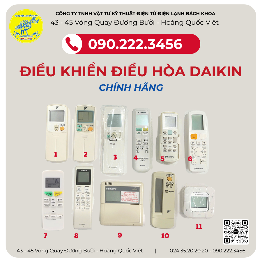Mua Điều Khiển Điều Hòa Daikin Chính Hãng Tại Đường Hoàng Diệu -  090.222.3456