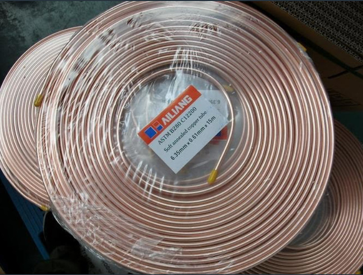 Ống đồng đều hòa Hailiang 6.35 + 9.52 luồn sẵn gen đôi cách nhiệt DÀY 6 ZEM cuộn 15 M