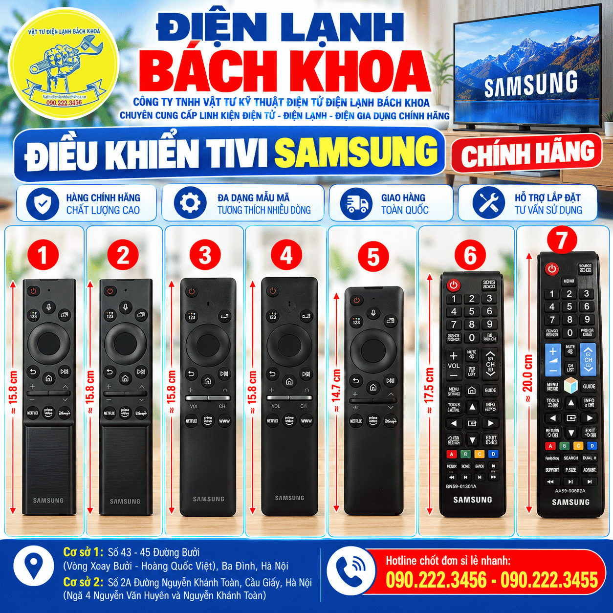 Điện Lạnh Bách Khoa - Cửa hàng bán Điều khiển tivi Samsung chính hãng 0902223456