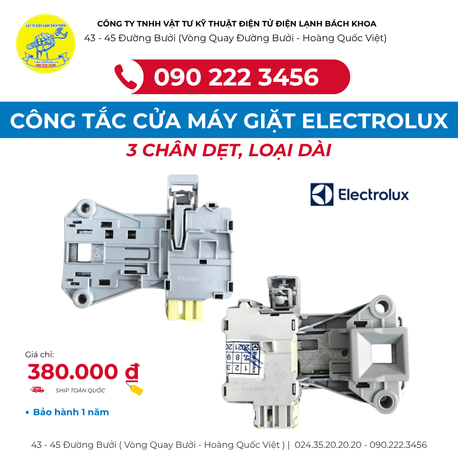Công tắc cửa máy giặt Electrolux Chính hãng (3 chân dẹt, loại dài)