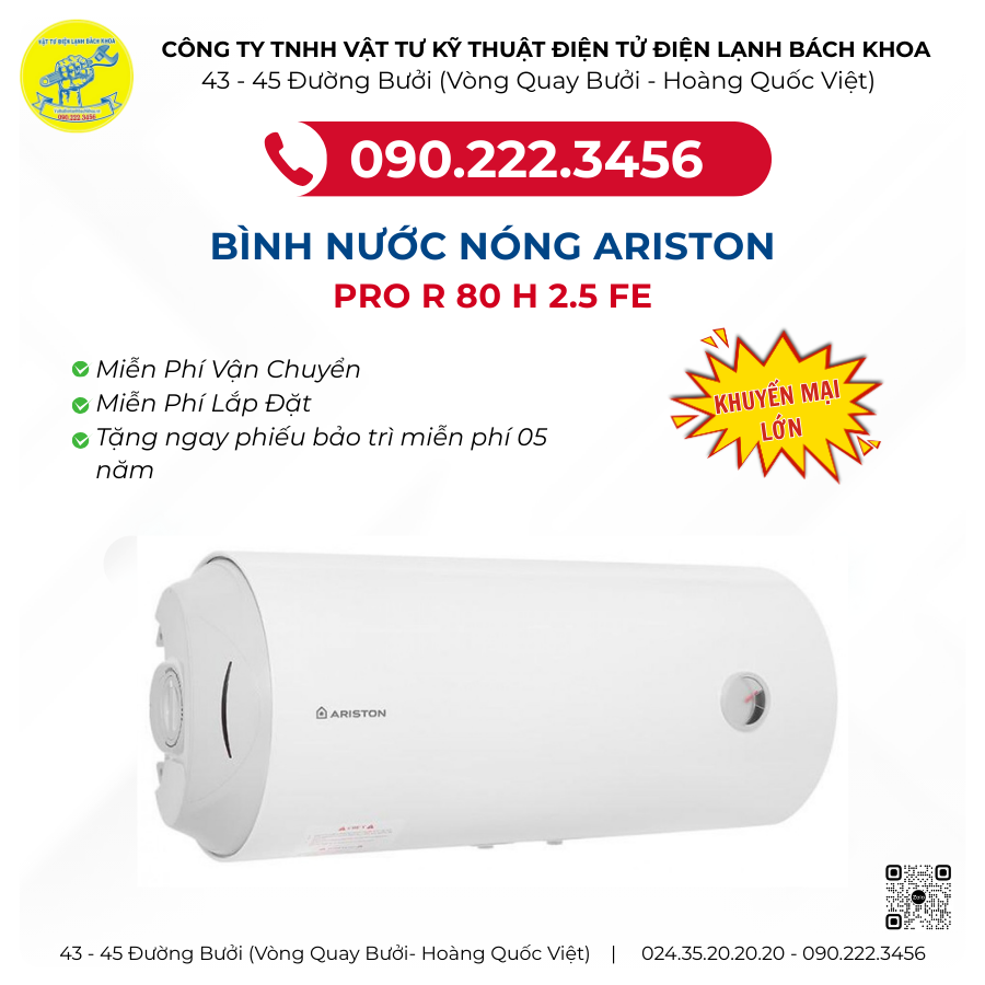 Bình Nước Nóng Ariston PRO R 80 H 2.5 FE