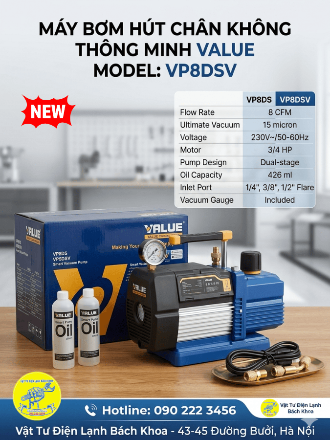 MÁY BƠM HÚT CHÂN KHÔNG VALUE VP8DSV (Mới)