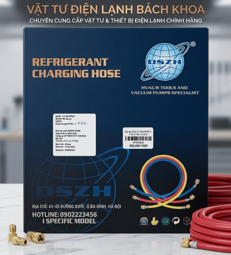 BỘ DÂY NẠP GAS R22 (BỘ 3 SỢI) CHÍNH HÃNG Tại đường Nghi Tàm - 0902223456