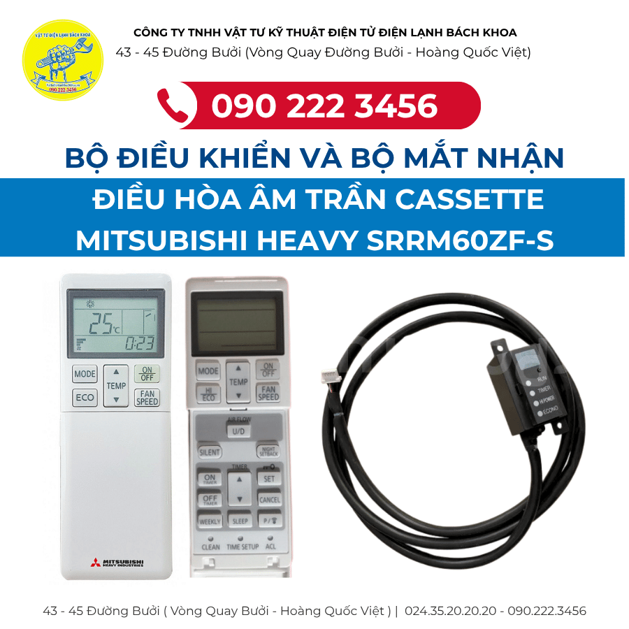 BỘ ĐIỀU KHIỂN VÀ BỘ MẮT NHẬN ĐIỀU HÒA ÂM TRẦN CASSETTE MITSUBISHI HEAVY SRRM60ZF-S