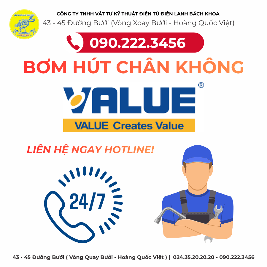 ĐẠI LÝ BƠM CHÂN KHÔNG VALUE Tại Đường Bưởi