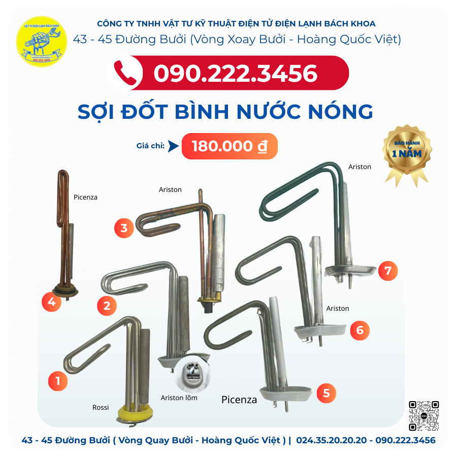 Sợi đốt bình nước nóng giá rẻ nhất Hà Nội - 090.222.3456