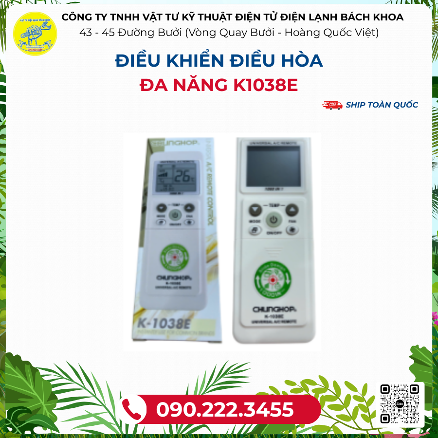 Điều khiển ĐIỀU HÒA đa năng k1038e - 090.222.3455