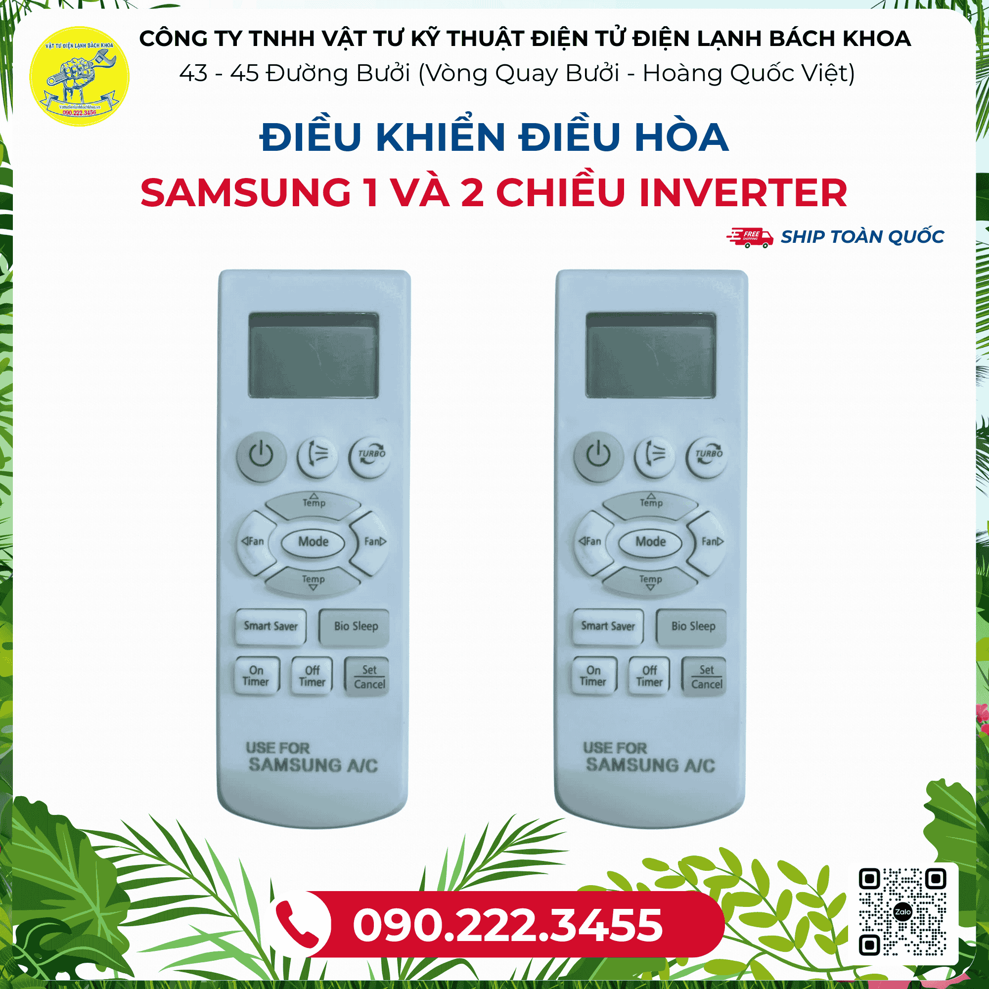 Điều khiển Điều Hòa Samsung 1 Và 2 Chiều INVERTER - 090.222.3455