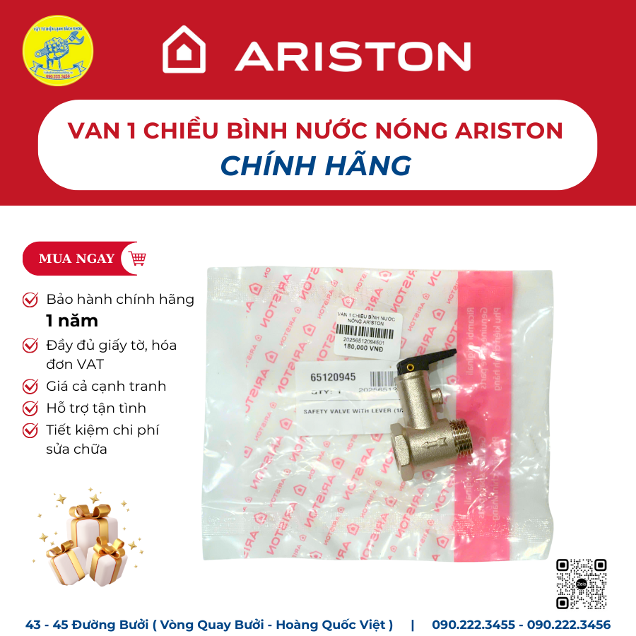 VAN 1 CHIỀU BÌNH NƯỚC NÓNG ARISTON TẠI CẦU GIẤY - 090.222.3456