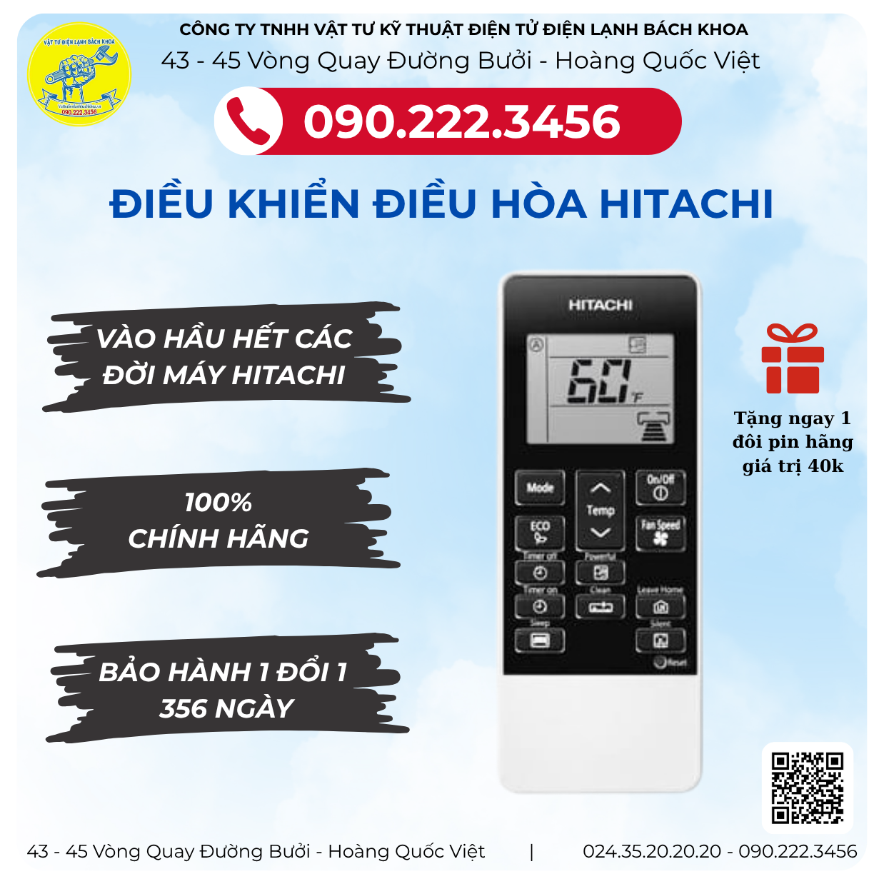 Điều khiển điều hòa Hitachi - Chính Hãng