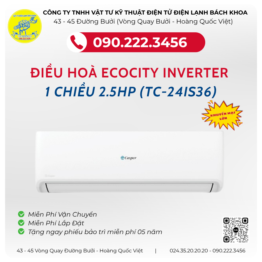 Điều hoà EcoCity Inverter 1 chiều 2.5HP (TC-24IS36)