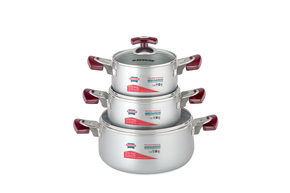 Bộ nồi anod Sunhouse SH6633-18 quai EB (16, 18, 24)