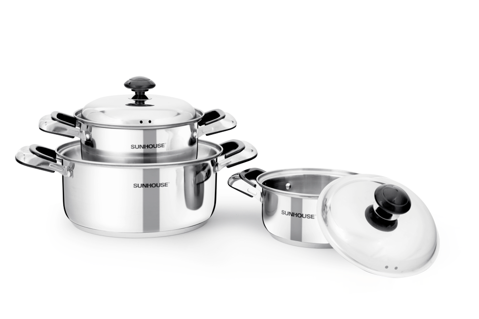 Bộ nồi inox 3 đáy Sunhouse SH333