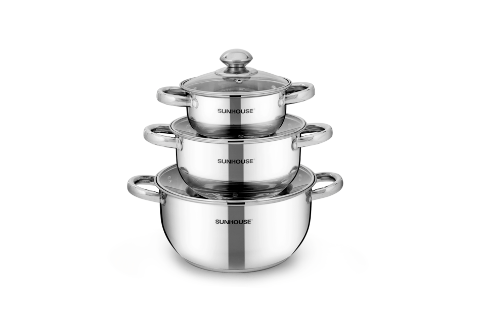 Bộ nồi inox 3 đáy Sunhouse SH334
