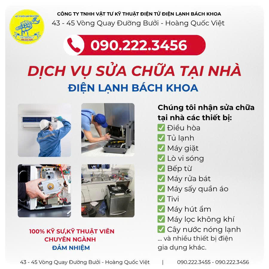 Sửa máy giặt tại Điện Lạnh Bách Khoa - 090.222.3456