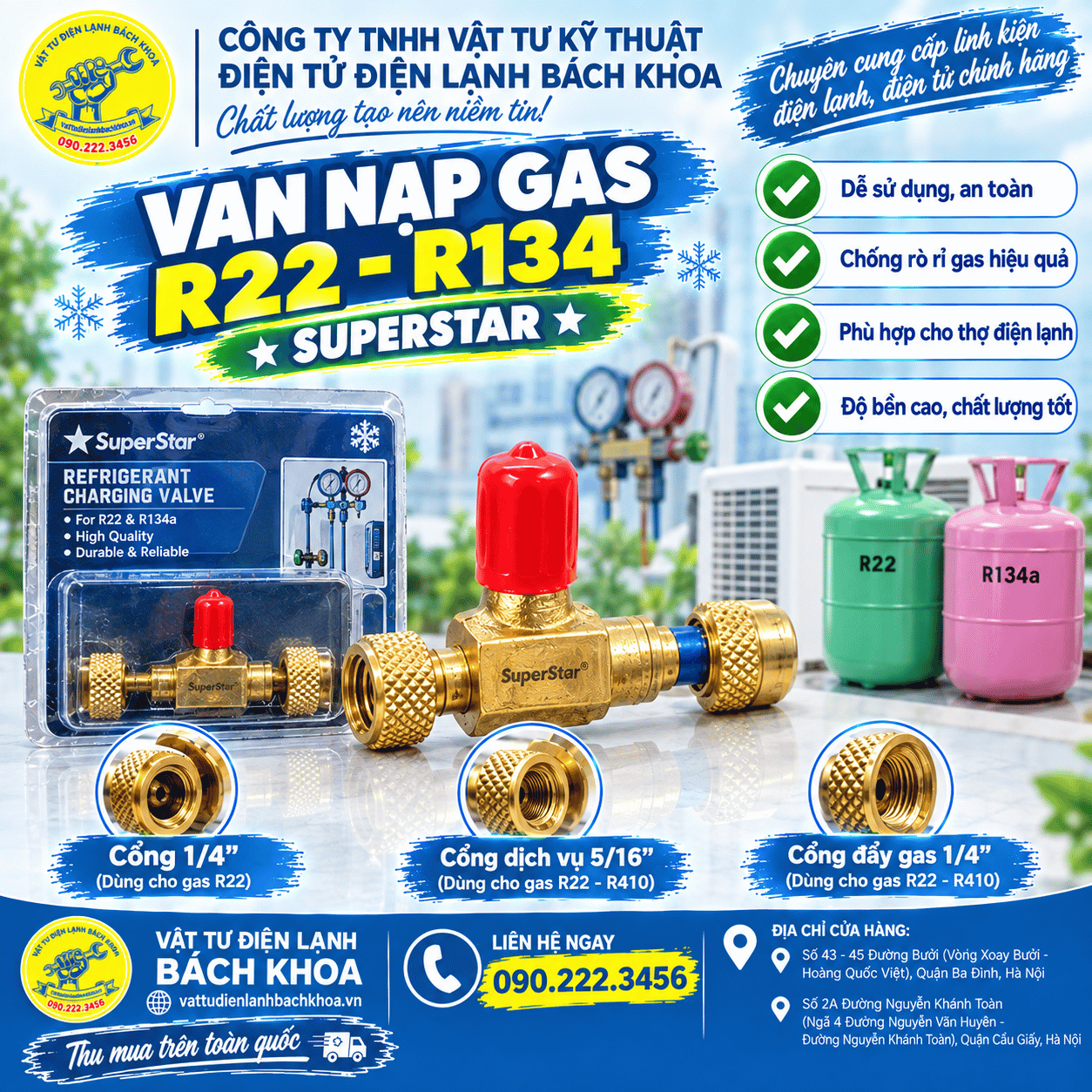 Van nạp gas R22 - R134 chính hãng (SuperStar) | 0902223456