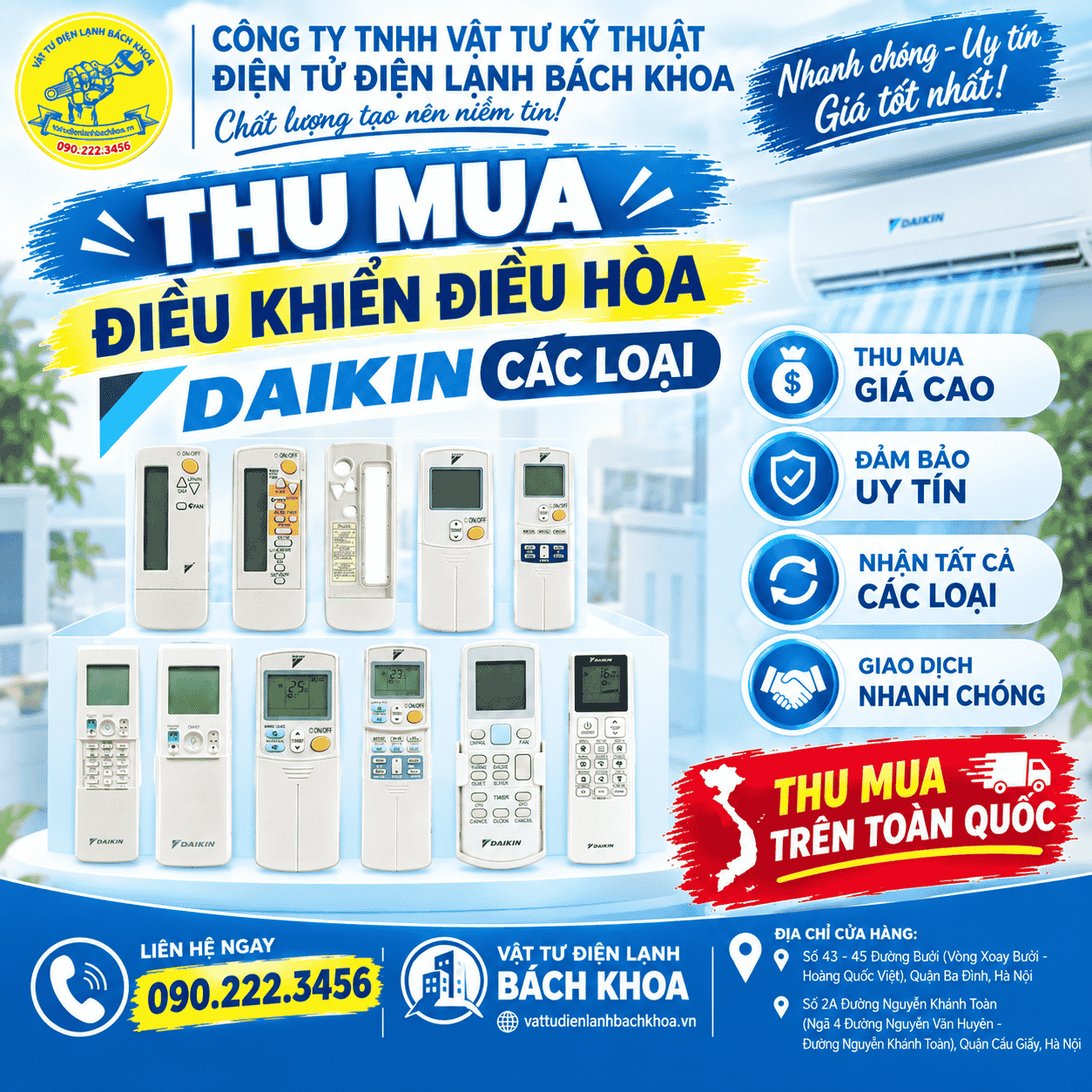 Thu mua điều khiển điều hòa Daikin trên toàn quốc 0902223456