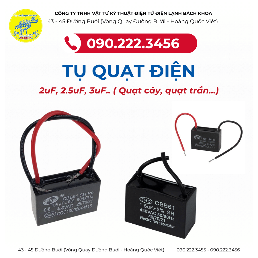 Địa chỉ bán Tụ quạt điện (quạt cây, quạt trần) Tại đường Kim Mã - 0902223456