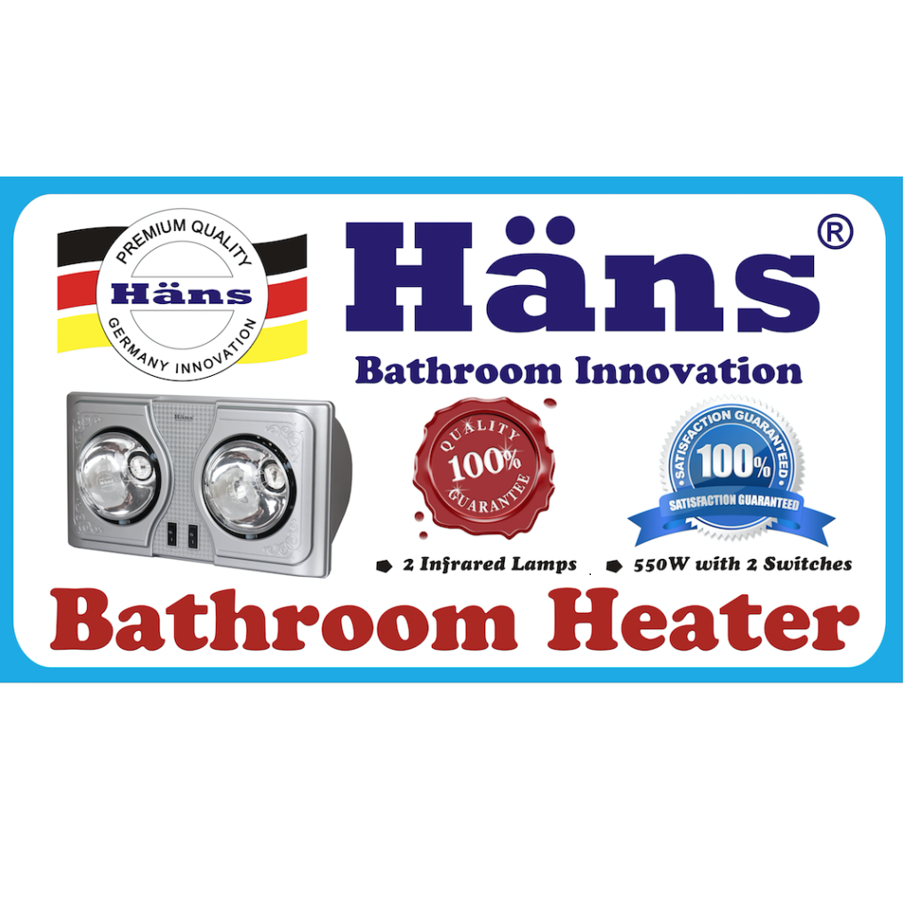 Đèn sưởi nhà tắm 2 bóng Hans H2B - Hàng chính hãng ( Giá bán buôn )